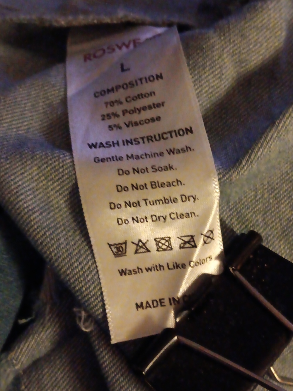 Roswear Light Sky Blue Denim Shirt Jacket NWTSize L - Picture 6 of 8